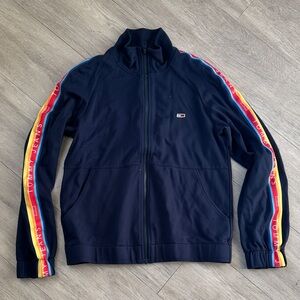 Tommy Hilfiger Navy Bomber Jacket with Multicolor Stripes